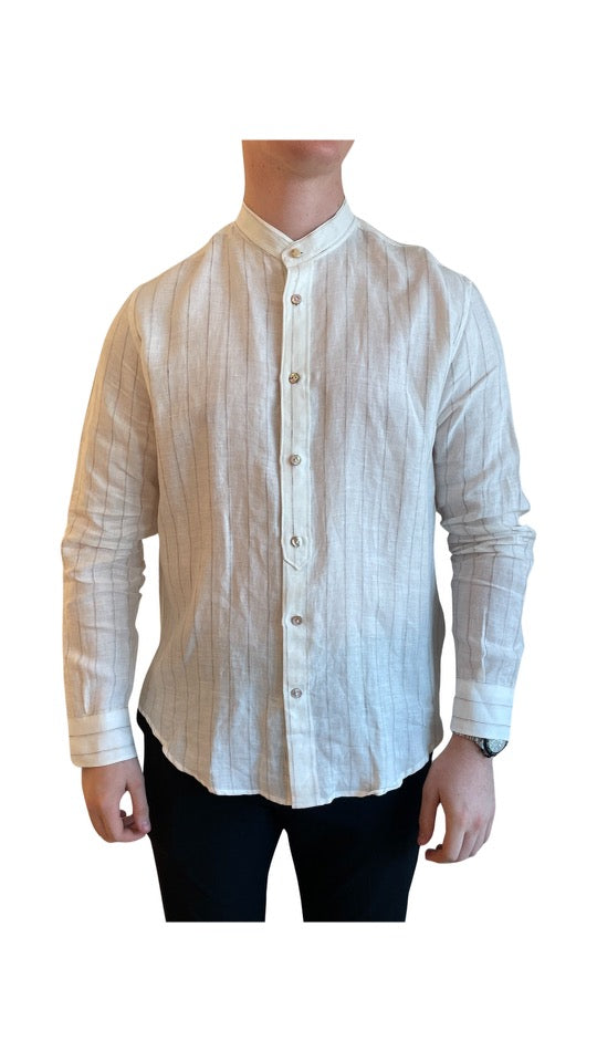 ELEVENTY Linen Korean collar shirt