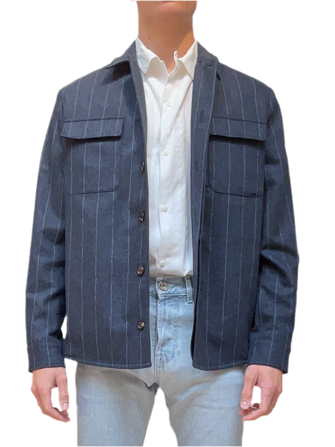 ELEVENTY Overshirt Stripe Navy