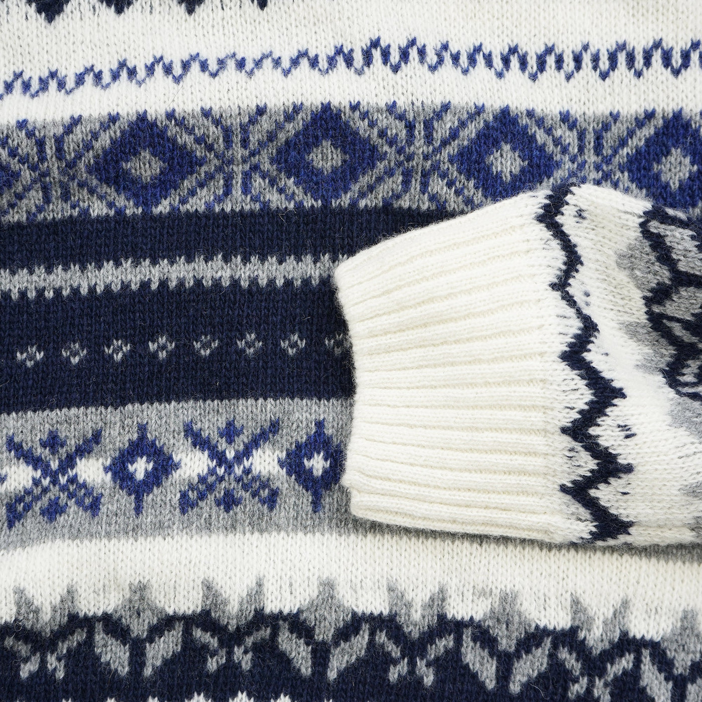 BENSON Chester Fair Crew Knit | WHITE-BLUE