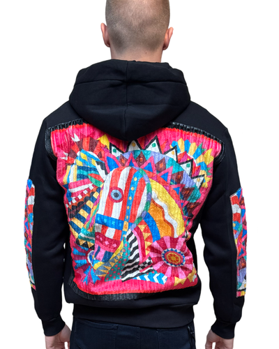 BASTILLE luxury Zip Hoodie PINK CHEVAL | BLACK