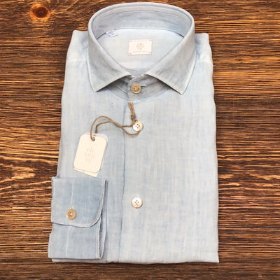 ELEVENTY Dandy shirt in linen | BLUE
