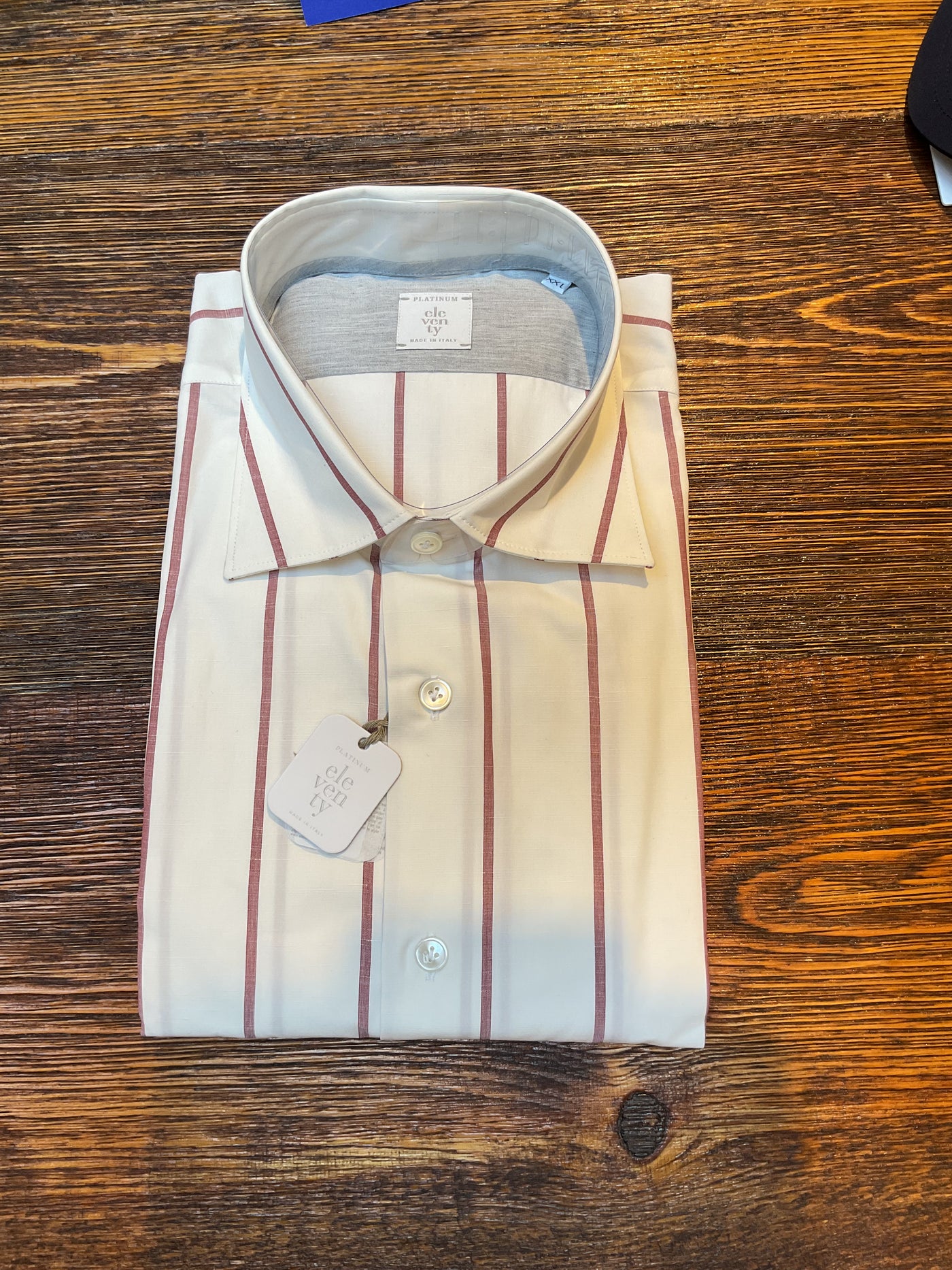 ELEVENTY Linen Shirt Grape Stripe