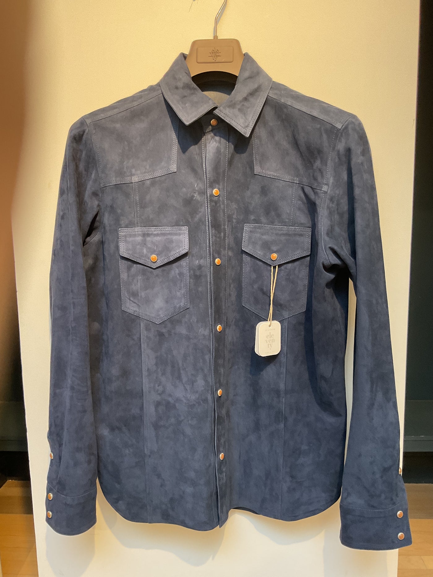 ELEVENTY Blue Suede Texas Shirt