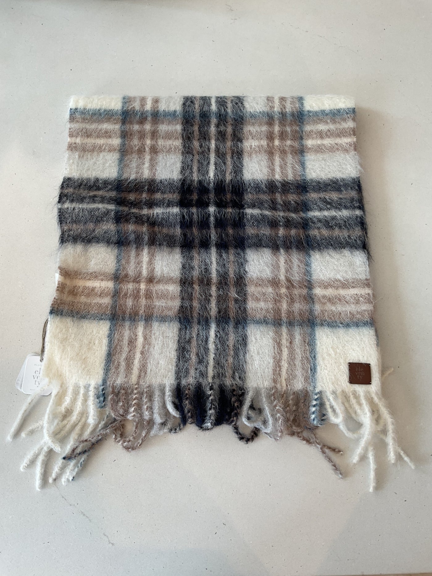 ELEVENTY Check Alpaca Scarf