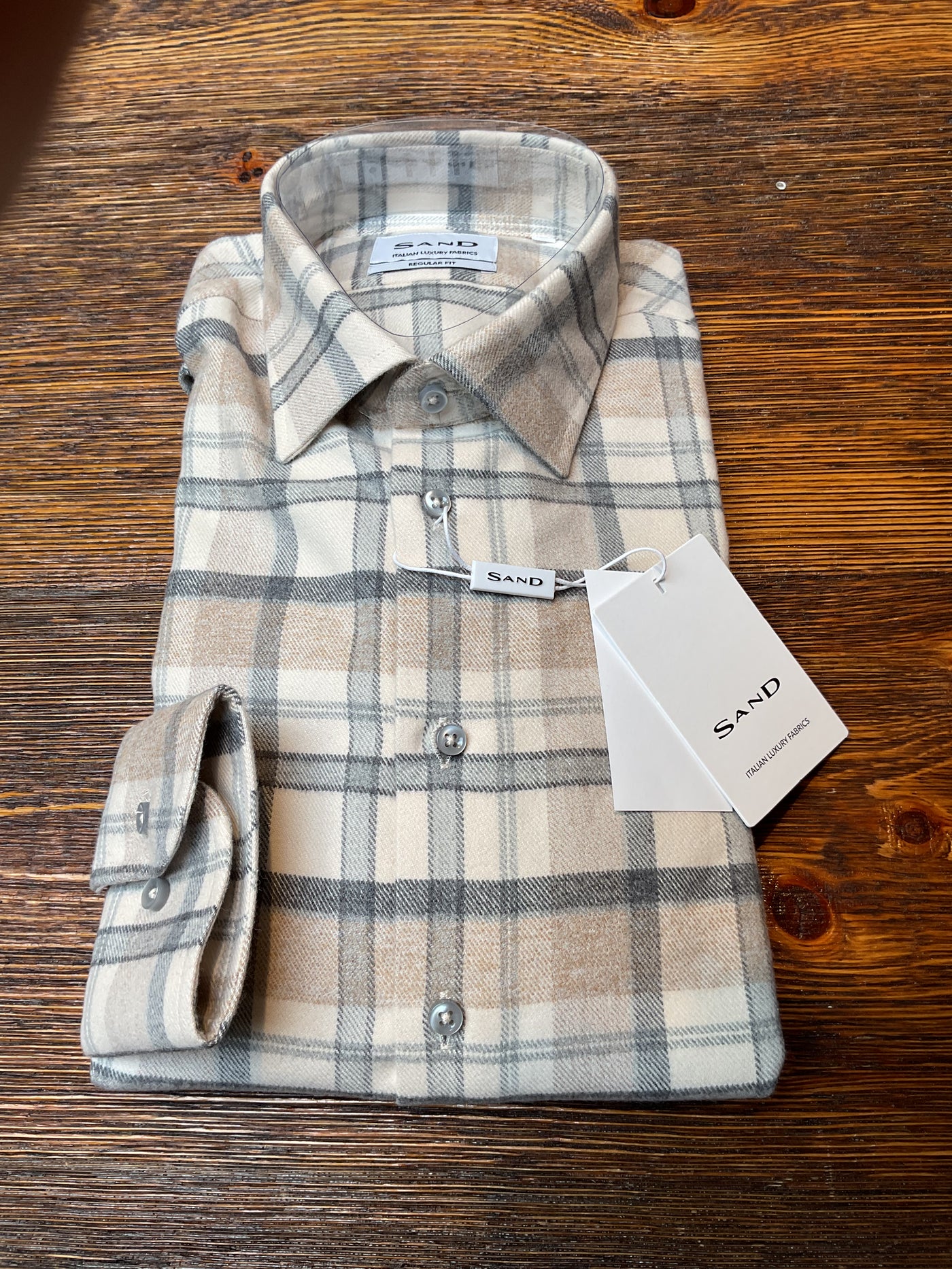 SAND Flannel Shirt Grey Brown