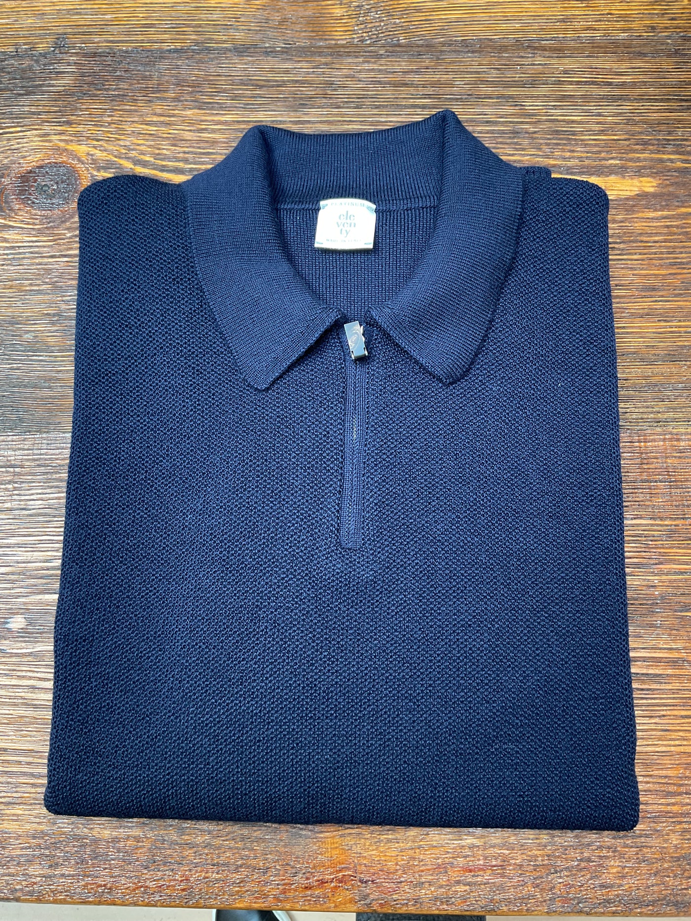 ELEVENTY Wool Quarter Zip Blue