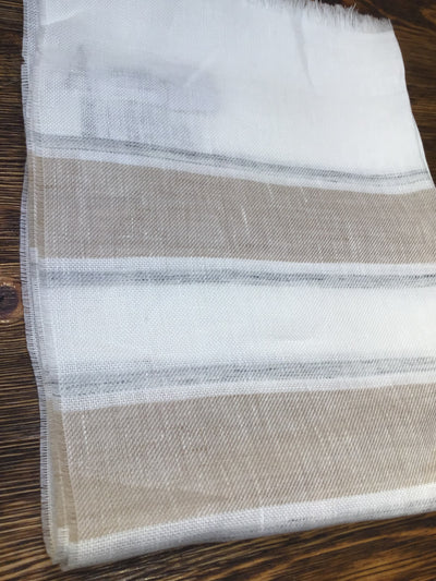 ELEVENTY White Stripe Linen Scarf