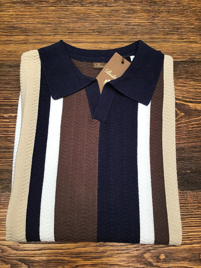 STENSTROMS Blue Brown Stripe Knit
