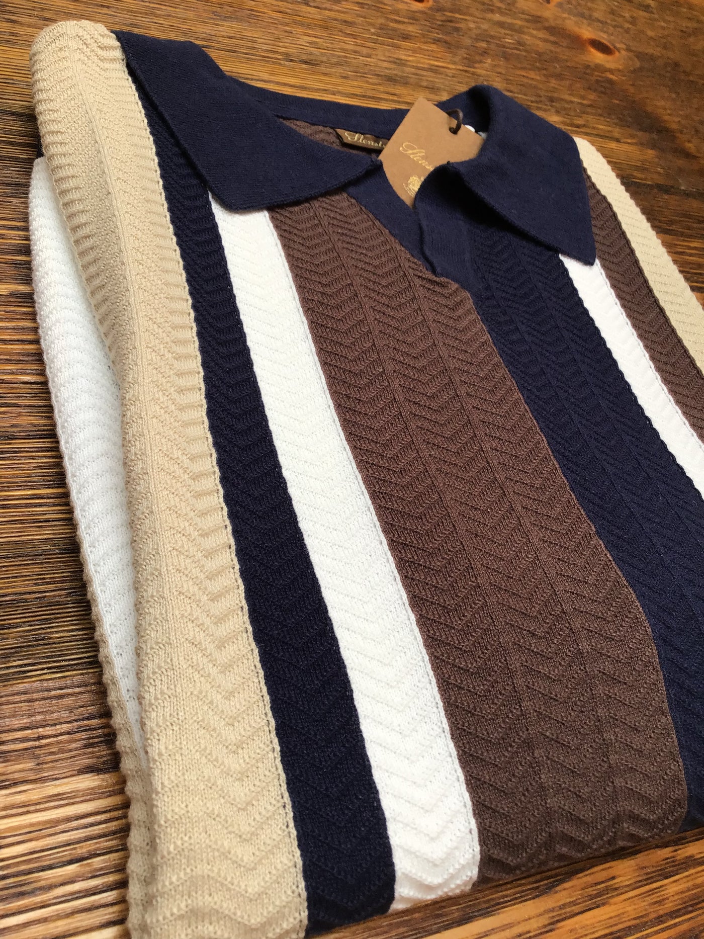 STENSTROMS Blue Brown Stripe Knit