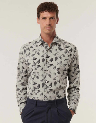 XACUS Heavy Grey Blue Flower Shirt