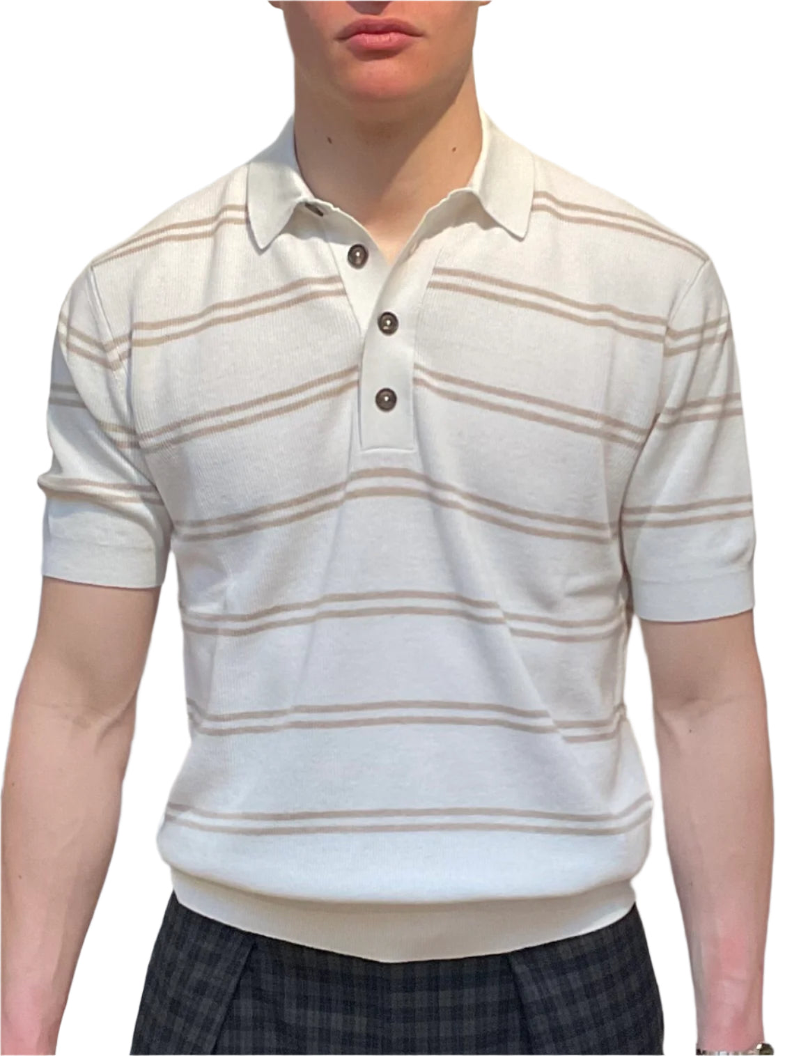 ELEVENTY Tan Stripe Polo