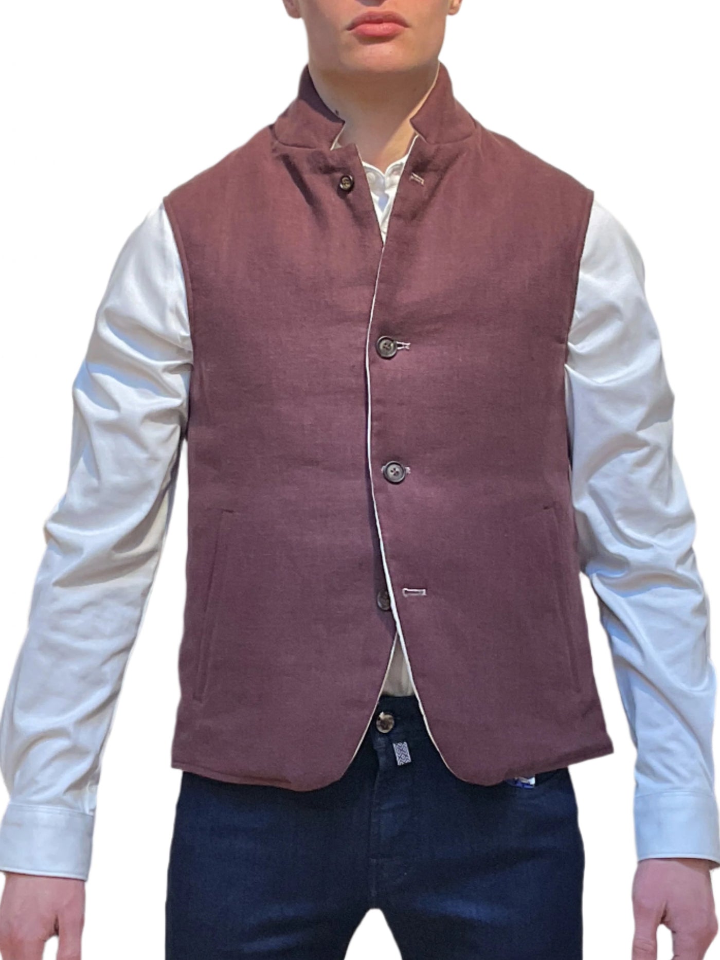 ELEVENTY Vest Beige Maroon