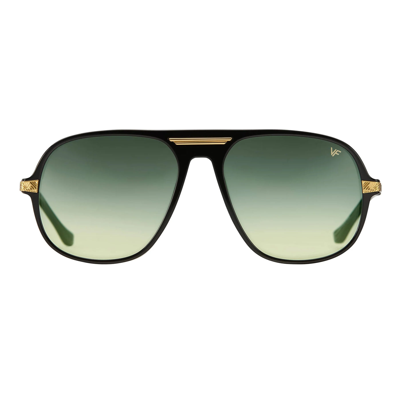 VINTAGE FRAMES COMPANY Lucky Black acetate sunglasses | Green Yellow Gradient