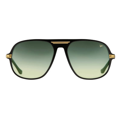 VINTAGE FRAMES COMPANY Lucky Black acetate sunglasses | Green Yellow Gradient