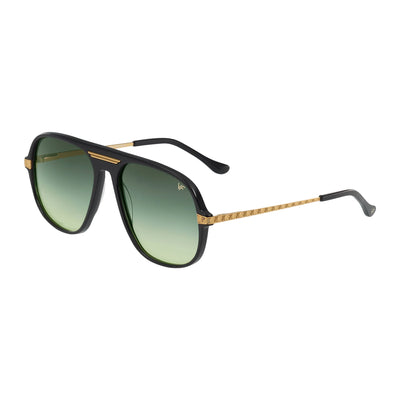 VINTAGE FRAMES COMPANY Lucky Black acetate sunglasses | Green Yellow Gradient