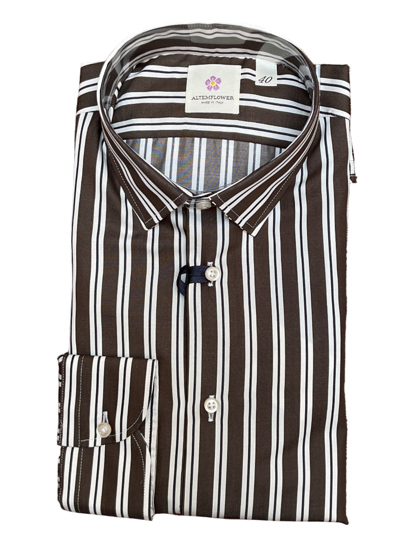 ALTEMFLOWER Cotton Double Striped Shirt | BROWN