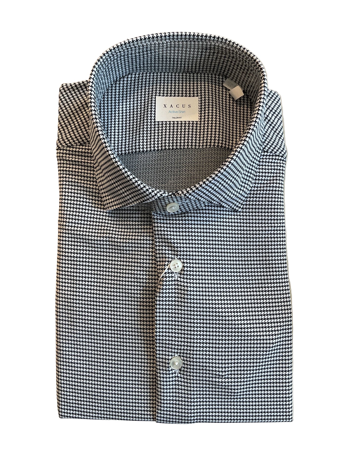 XACUS Twill Shirt small cutaway | HOUNDSTOOTH