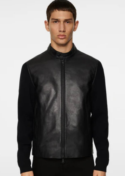 J.LINDEBERG Wade Leather Hybrid Jacket | BLACK
