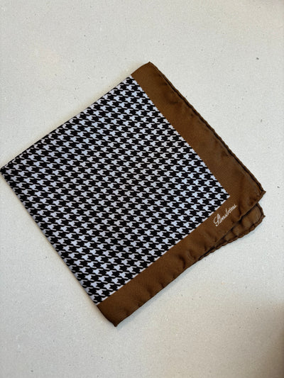 STENSTROMS Houndstooth Silk Hankie | BROWN