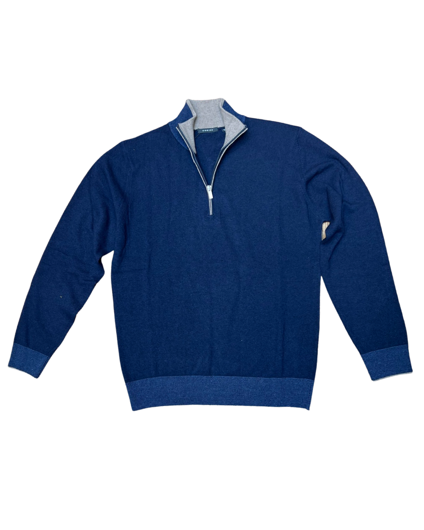 CODICE Zip Mock Neck Blue Sweater