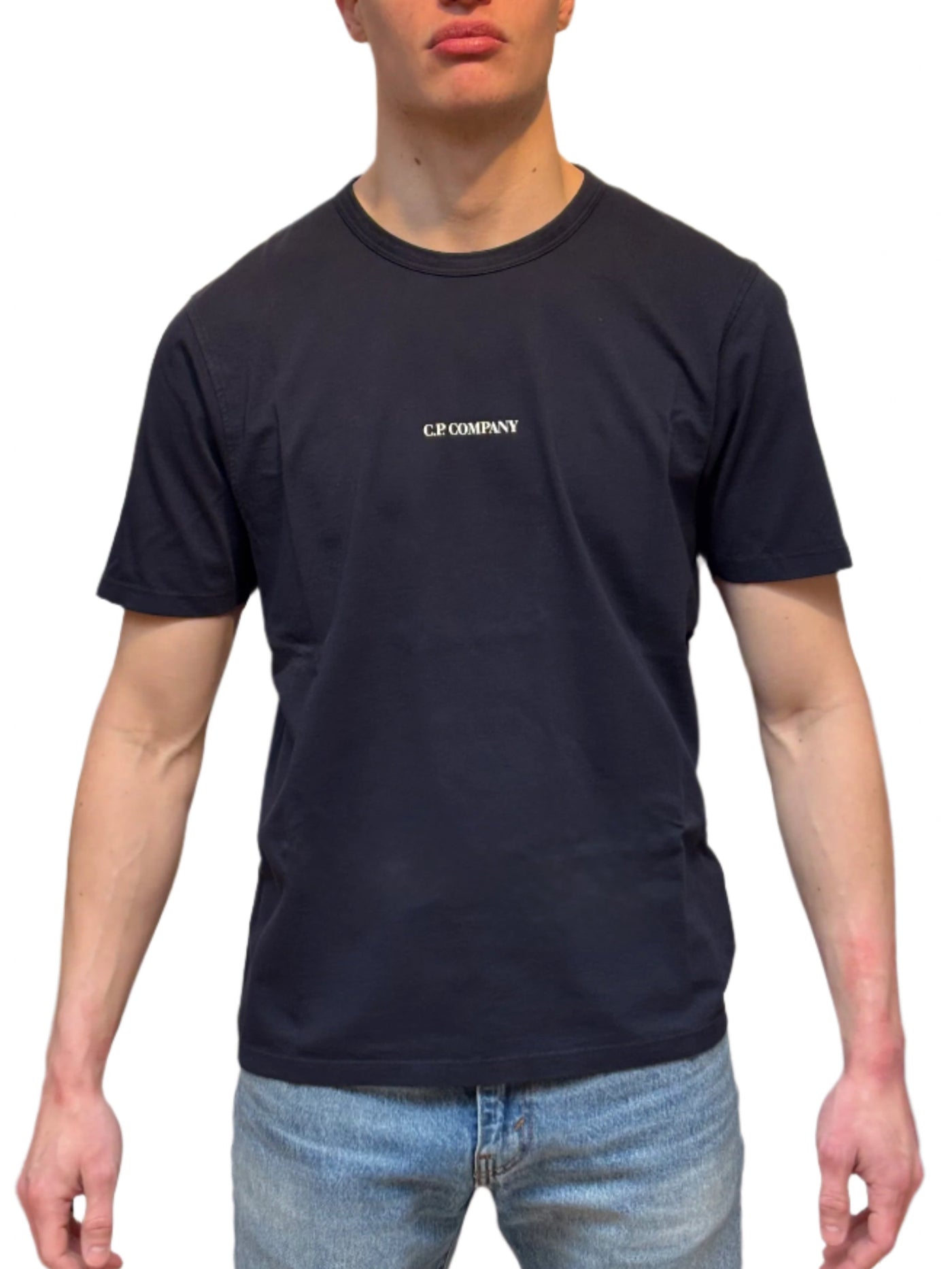 C.P. COMPANY Tee Logo Front Navy