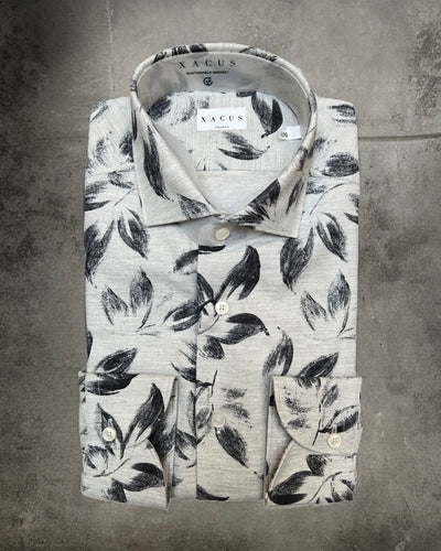 XACUS Heavy Grey Blue Flower Shirt