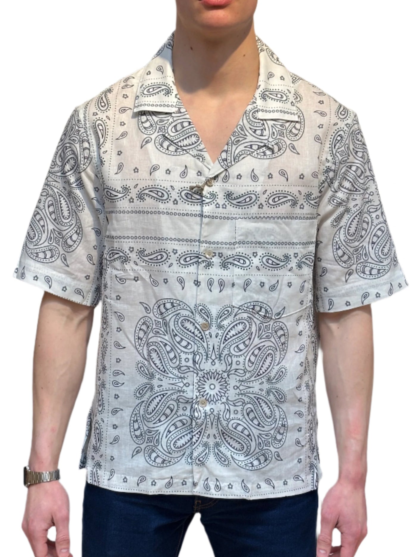 ELEVENTY Blue Paisley Linen Shirt