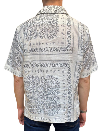 ELEVENTY Blue Paisley Linen Shirt