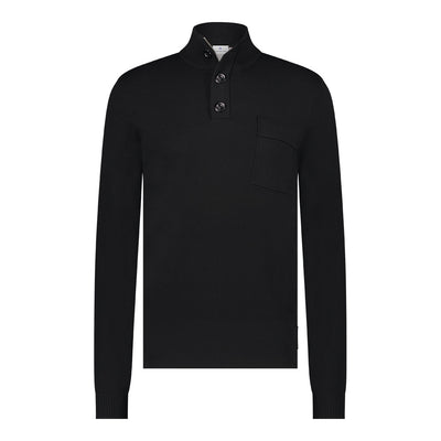 BLUE INDUSTRY Quarter Zip/Button Knit | BLACK