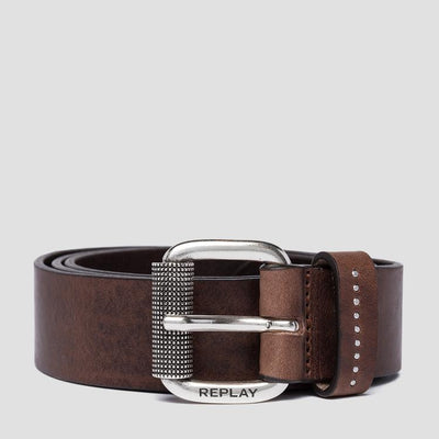 Replay brown leather square buckle