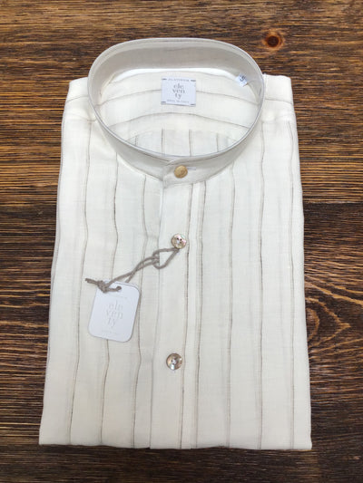 ELEVENTY Linen Korean collar shirt